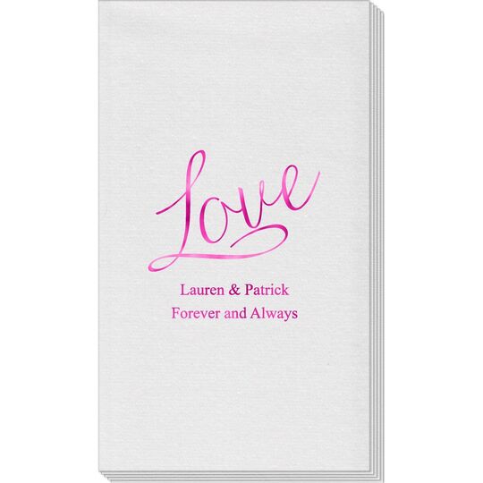 Expressive Script Love Linen Like Guest Towels